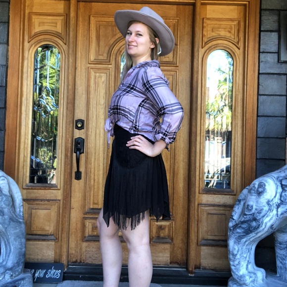 Plaid tie front button up top - Picture 5 of 5
